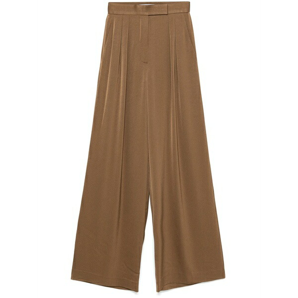アレックスぺりー レディース 心地好いズボン下 ボトムス Double-pleat satin trousers Brown