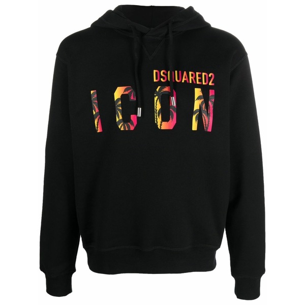 ディースクエアード メンズ パーカー・スウェットシャツ アウター Icon-print hooded sweatshirt Black