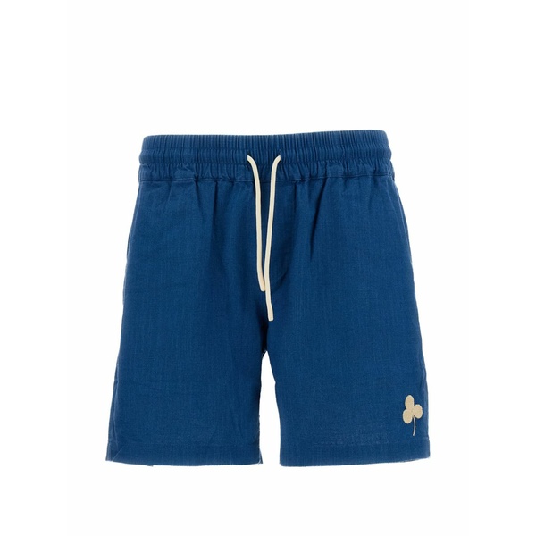 ポルチギーフランネル メンズ 心地よいズボン下 ボトムス Embroidered drawstring shorts Blue