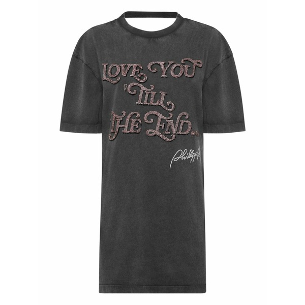 フィリップ飾り気の無い レディース 衣裳 トップス Love plein embellished mini t-shirt dress Black