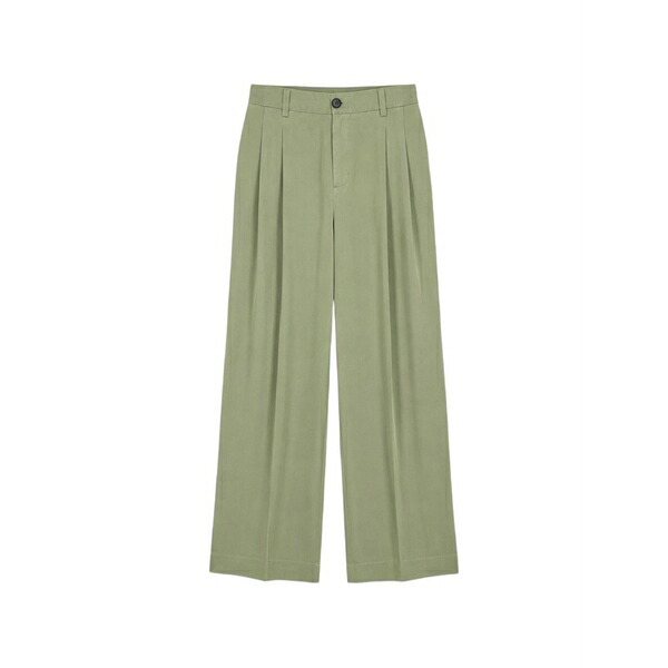 エッセンシャルアントワープ レディース 心地好いズボン下 ボトムス Pleated wide-leg trousers Green