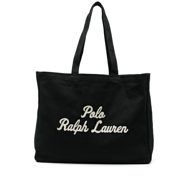 ラルフローレン メンズ トートバッグ 御徒面子 Logo-embroidered canvas tote bag Black