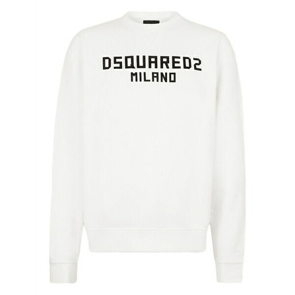 ディースクエアード メンズ パーカー・スウェットシャツ アウター Milano crew-neck sweatshirt White