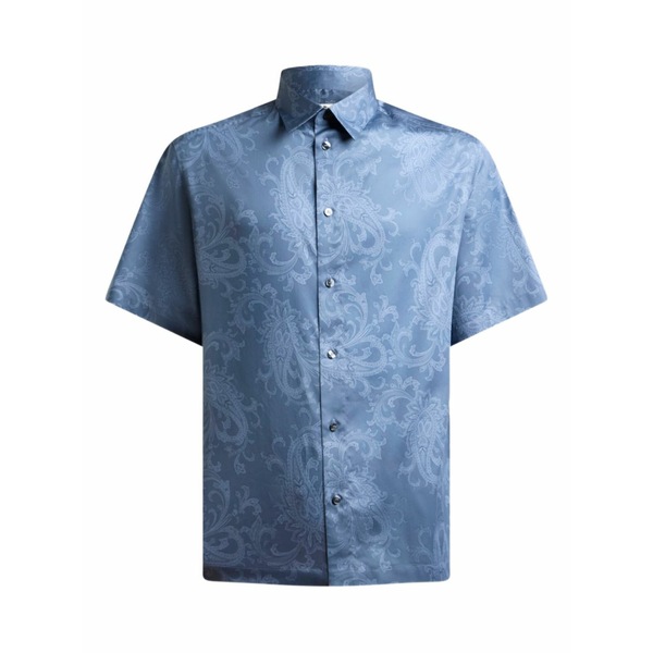 エトロ メンズ プルオーバー トップス Floral-paisley cotton shirt Blue