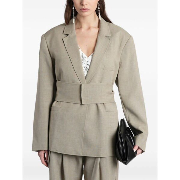 イロ レディース 上衣＆上衣 アウター Suny belted-waist notch-lapel jacket Green