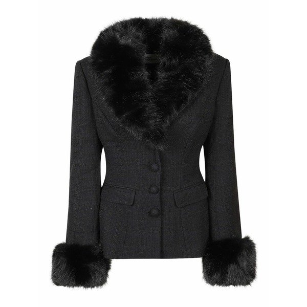 セルフ・ポートレイト レディース 上衣＆上衣 アウター Fur-trimmed tweed jacket Black