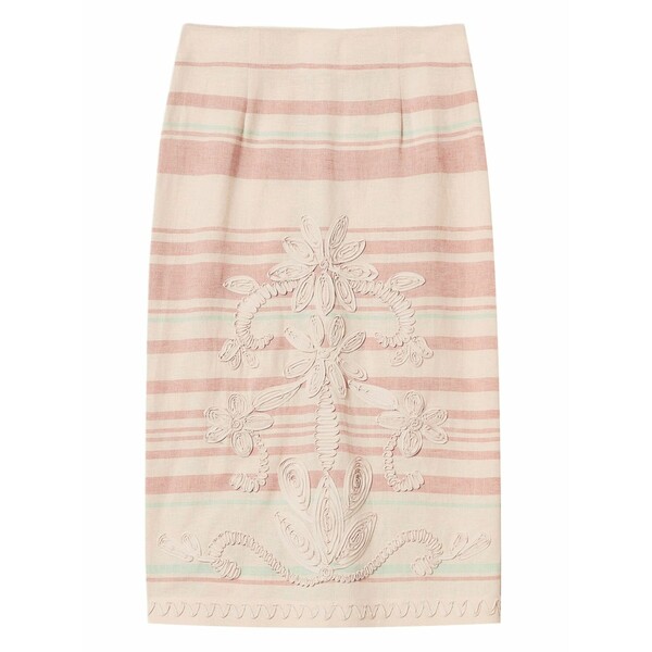 ツイン書き割り レディース スコート ボトムス Embroidered striped pencil skirt Neutrals