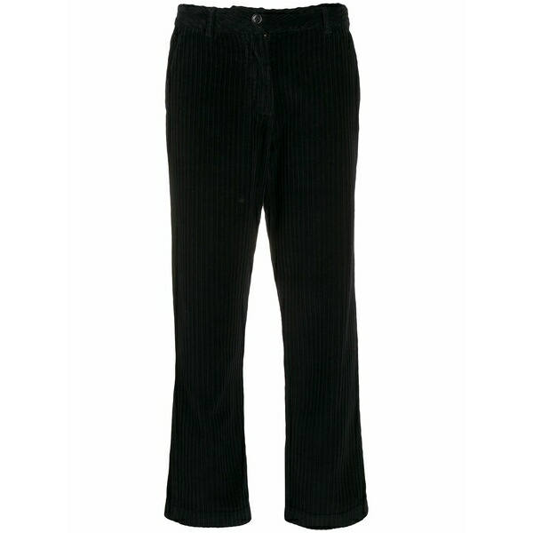 羊毛 分限者 レディース 心地よいズボン下 ボトムス Cropped corduroy trousers Black