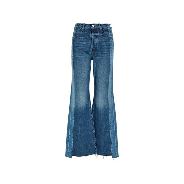 お母さん レディース ジーンズズボン下 ボトムス Panelled raw-hem jeans Blue