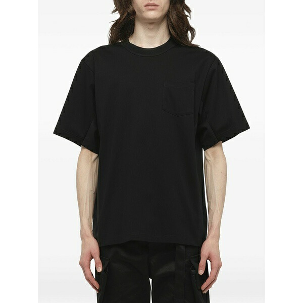 サカイ メンズ ティーシャツ トップス Suiting panelled jersey t-shirt Black