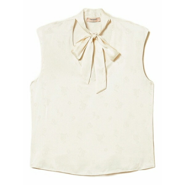 ツイン書き割り レディース プルオーバー トップス Satin blouse Neutrals
