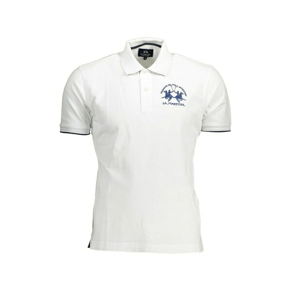 ラ マルティーナ メンズ スポーツシャツ トップス Logo-embroidered polo shirt White