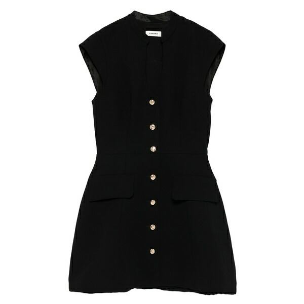 サンドロ レディース ワンピース トップス Button-front v-neck mini dress Black｜asty