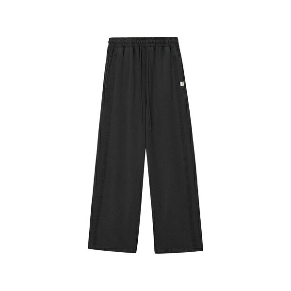 ミニ皮膚軟化剤 レディース 心地好いズボン下 ボトムス Drawstring-waist wide-leg trousers Grey