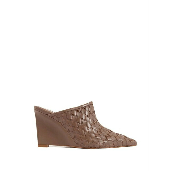 ハラノ レディース サンダル シューズ Woven-leather wedge mules Brown