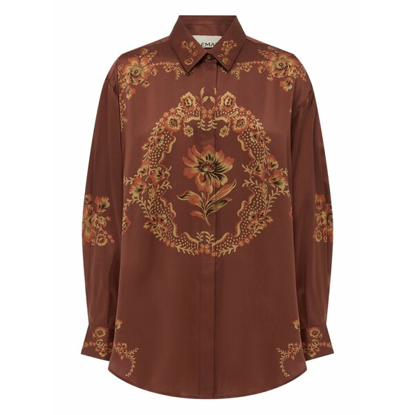 アレメ レディース ティーシャツ トップス Seraphina floral-print silk shirt Brown
