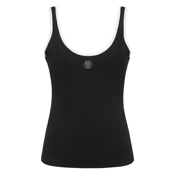 フィリップ飾り気の無い レディース カットソー トップス Ribbed-knit tank top Black