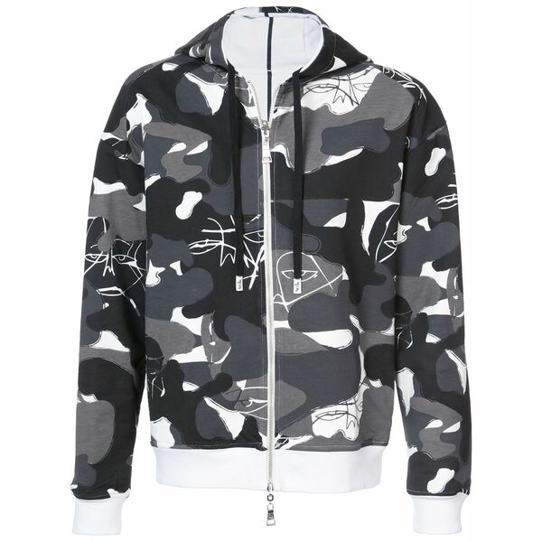 ハクーラ メンズ パーカー・スウェットシャツ アウター Witchslap reversible camouflage hoodie Black