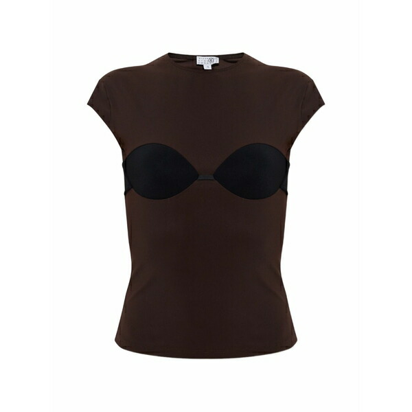 マルタンマルジェラ レディース ティーシャツ トップス Bra-overlay t-shirt Brown