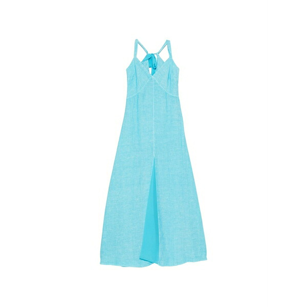 １２０％リノ レディース 衣裳 トップス Gathered-waist v-neck maxi dress Blue