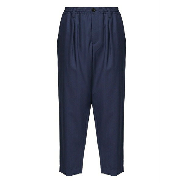 マルニ メンズ 心地よいズボン下 ボトムス Pleated drawstring trousers Blue