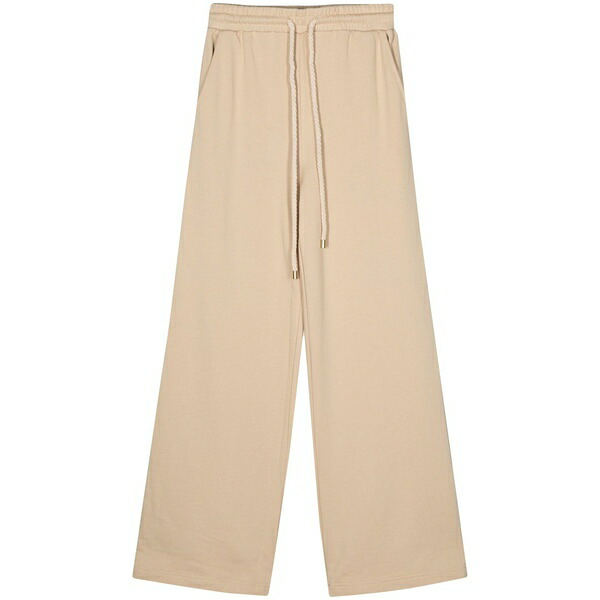 ツイン仕掛ける レディース 心地好いズボン下 ボトムス Logo-embroidered wide-leg track pants Neutrals