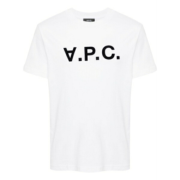 アーペーセー レディース ティーシャツ トップス Flocked-logo cotton t-shirt White