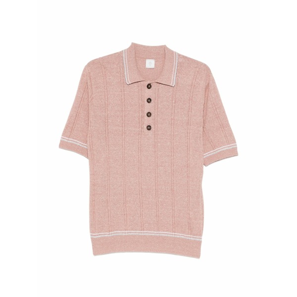 イレブンティ メンズ スポーツシャツ トップス Buttoned knitted polo shirt Pink