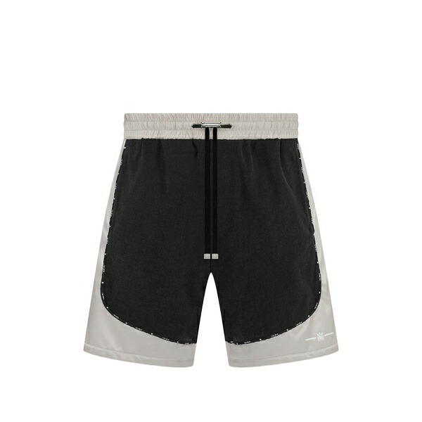 アミリ メンズ カジュアルパンツ ボトムス Satin-denim colour-block shorts Black|asty