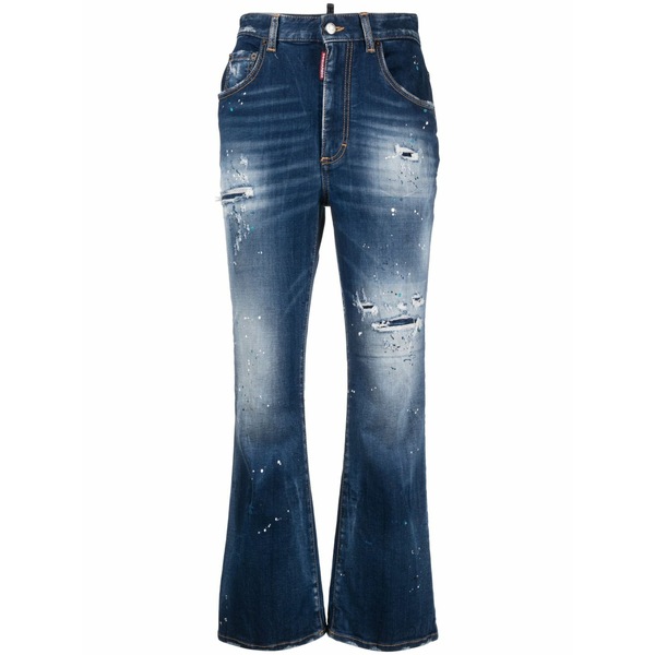 ディースクエアード レディース ジーンズズボン下 ボトムス Ripped-detail flared jeans Blue