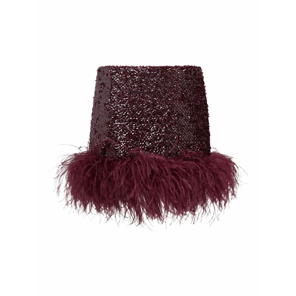 シックス青少年・アーリントン レディース スコート ボトムス Giaci feather-trim mini skirt Red