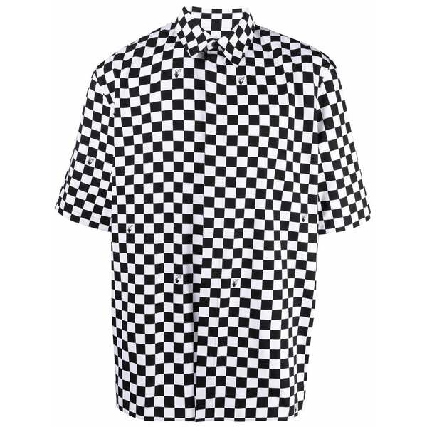 象牙色 メンズ プルオーバー トップス Checkerboard print short-sleeve shirt Black
