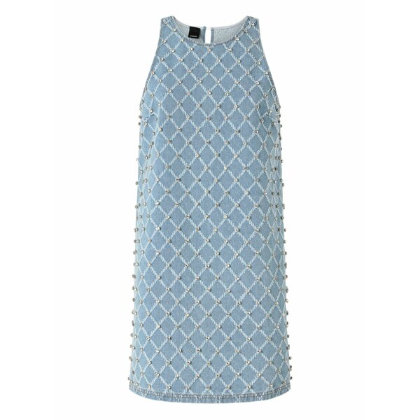 ピンコ レディース 衣裳 トップス Rhinestone-embellished mini dress Blue
