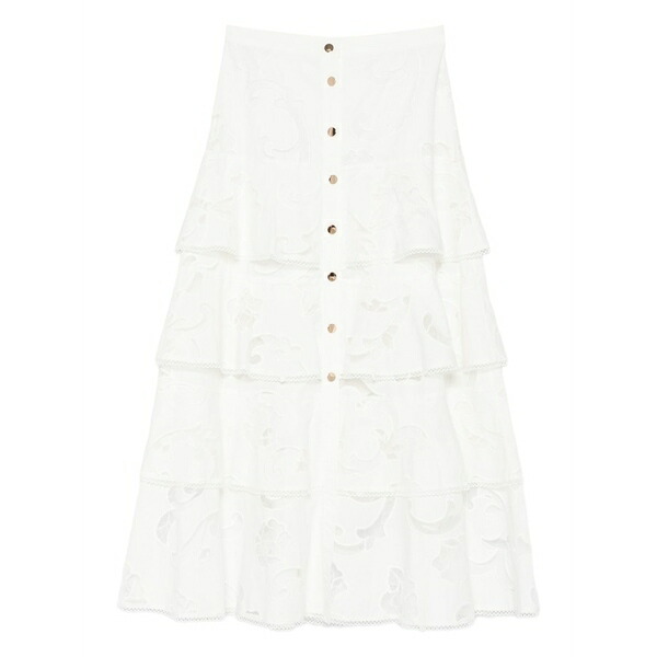 砂子ロ レディース スコート ボトムス Button a-line MIDI skirt White