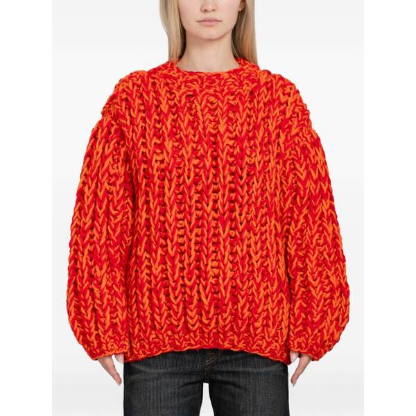 空想科学小説アール レディース 編み物\u0026ティーシャツ アウター Sol chunky-knit sweater Red