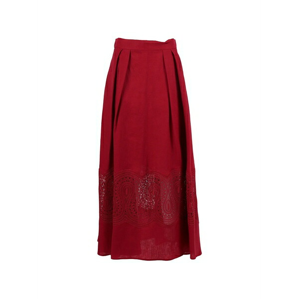 クリップス レディース スコート ボトムス Lace-trim pleated skirt Red