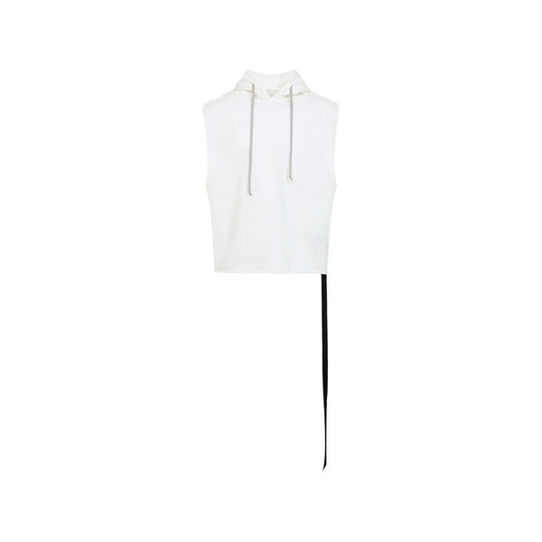 リックオウエンス メンズ プルオーバー トップス Hooded sleeveless vest White
