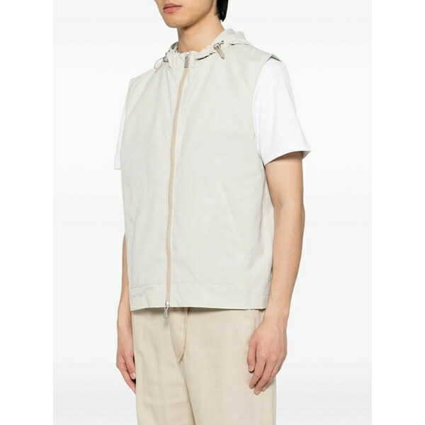 イレブンティ メンズ 上衣＆上衣 アウター Hooded zip-front gilet Neutrals