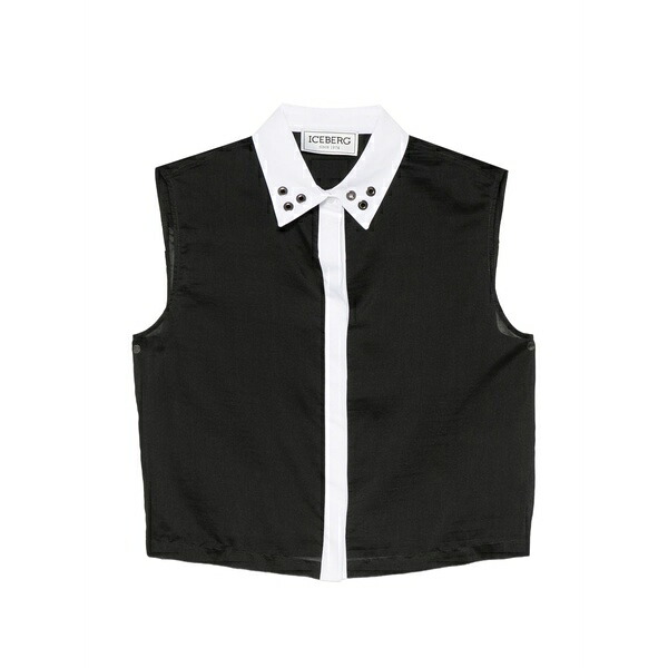アイスバーグレタス レディース プルオーバー トップス Eyelet-embellished sleeveless blouse Black