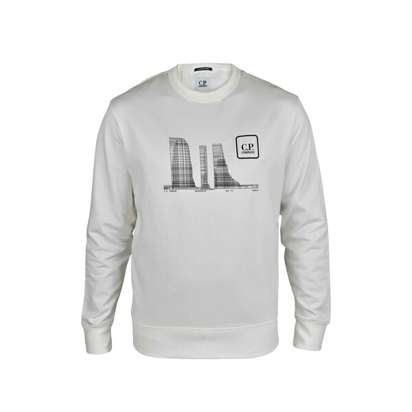 シーピーカンパニー メンズ パーカー・スウェットシャツ アウター Graphic-print crew-neck sweatshirt White