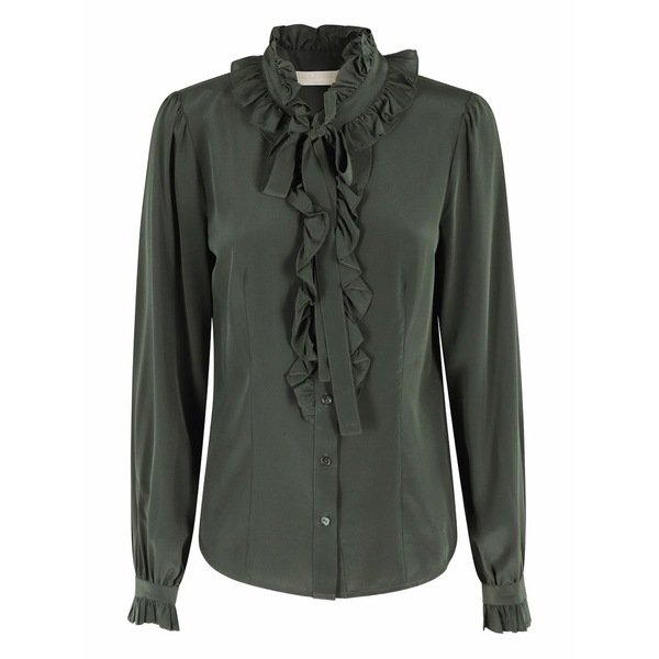 ウラ・ジョンソン レディース プルオーバー トップス Ruffled silk blouse Green