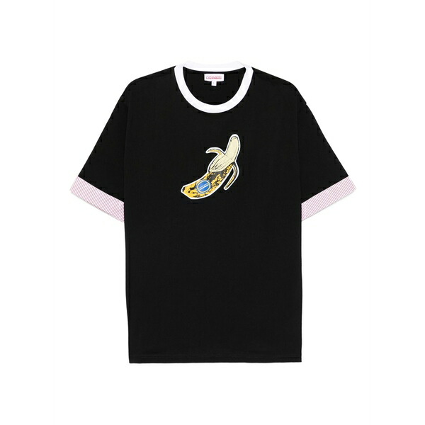 プリンスチャールズ島・ジェフリー メンズ プルオーバー トップス Banana-print crew-neck t-shirt Black
