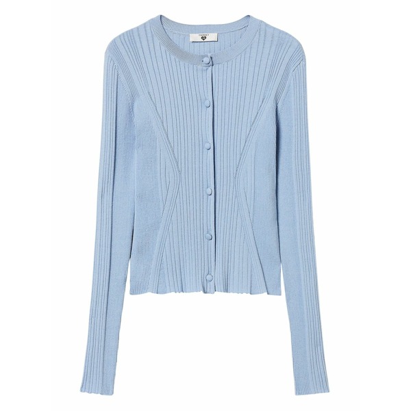ツイン書き割り レディース ジレー アウター Ribbed cardigan Blue