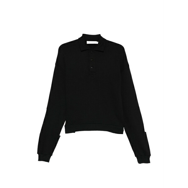 アヤ ムーサ レディース スポーツシャツ トップス Collared patched polo shirt Black
