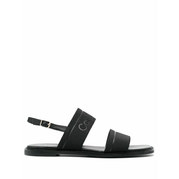 カルバンクライン レディース サンダル シューズ Debossed-logo leather sandals  Black