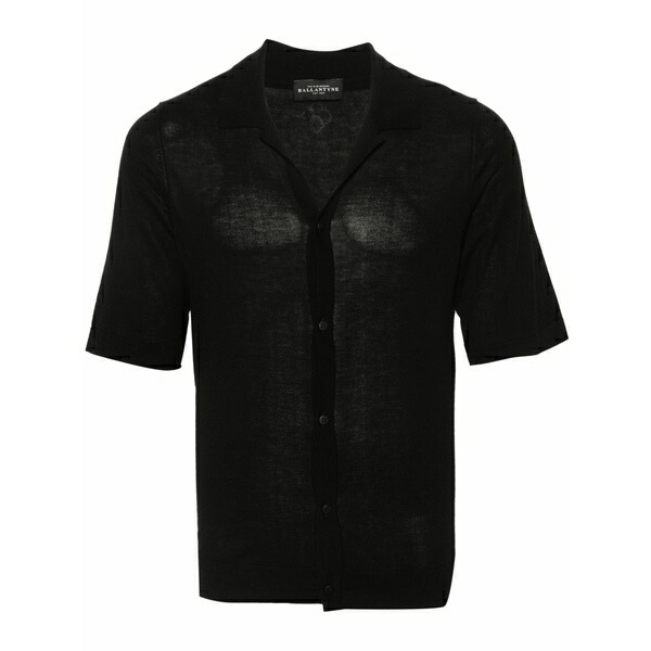 バランタイン メンズ プルオーバー トップス Fine-knit short-sleeved shirt Black