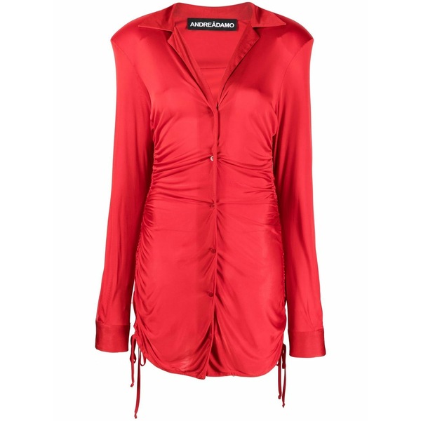 アンドレダモ レディース 衣裳 トップス V-neck ruched dress Red