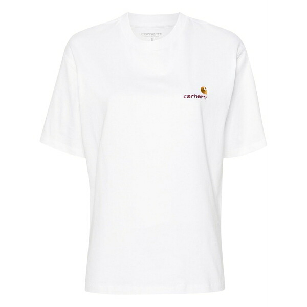 鉄道車両ハート型 レディース ティーシャツ トップス American script organic cotton t-shirt White