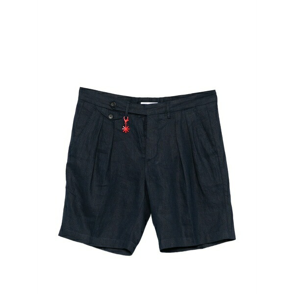 マニュエル リッツ メンズ 心地好いズボン下 ボトムス Pleated linen shorts Blue