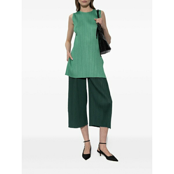 筋目 プリーズ イッセイ ミヤケ レディース 心地よいズボン下 ボトムス Pliss￡-effect trousers Green